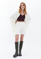 Women Cream High Rise Knitwear Shorts