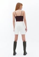 Women Cream High Rise Knitwear Shorts