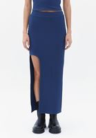 Women Blue High Rise Skirt with Slit Detail