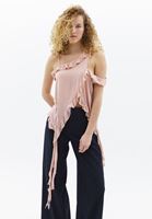 Women Pink Raffled Asymmetrical Blouse