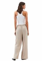 Bayan Bej Yüksek Bel Wide-Leg Pantolon ( TENCEL™ )