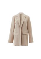 Women Beige Loose Fit Blazer Jacket (TENCEL™)