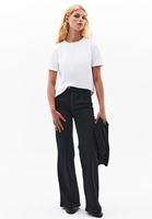 Bayan Siyah Orta Bel Flare Denim Pantolon