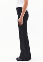 Bayan Siyah Orta Bel Flare Denim Pantolon