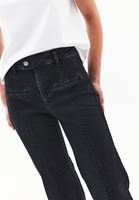 Bayan Siyah Orta Bel Flare Denim Pantolon
