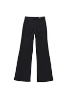 Bayan Siyah Orta Bel Flare Denim Pantolon