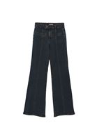 Bayan Kahverengi Orta Bel Flare Denim Pantolon