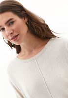 Women Beige Boat Neck Knitwear Sweater