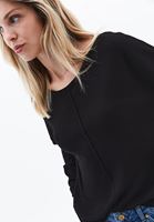 Women Black Boat Neck Knitwear Sweater