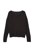 Women Black Boat Neck Knitwear Sweater