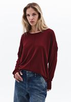 Women Bordeaux Boat Neck Knitwear Sweater