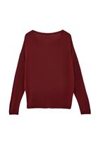 Women Bordeaux Boat Neck Knitwear Sweater