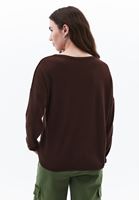 Women Brown Boat Neck Knitwear Sweater