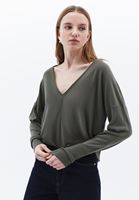 Women Green V-neck Sweater