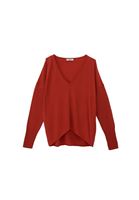 Women Red V-neck Sweater