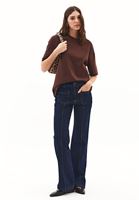 Bayan Mavi Flare Denim Pantolon