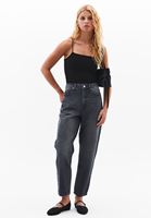 Bayan Gri Ultra Yüksek Bel Mom-Fit Pantolon