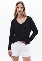 Women Black V-Neck Knit Sweater