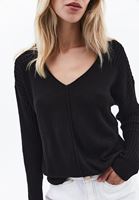 Women Black V-Neck Knit Sweater