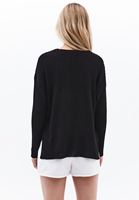 Women Black V-Neck Knit Sweater