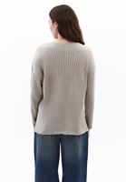 Women Beige V-Neck Knit Sweater