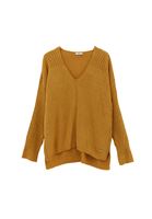 Women Brown V-Neck Knit Sweater