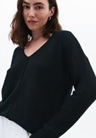Women Green V-Neck Knit Sweater