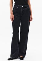 Bayan Siyah Orta Bel Straight-Fit Pantolon