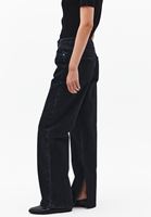Bayan Siyah Orta Bel Straight-Fit Pantolon