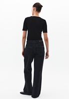 Bayan Siyah Orta Bel Straight-Fit Pantolon