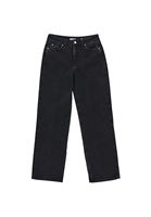 Bayan Siyah Orta Bel Straight-Fit Pantolon