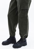 Bayan Yeşil Yüksek Bel Kadife Jogger Pantolon