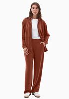 Women Brick Modal High Rise Straight-Fit Pants