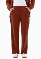Women Brick Modal High Rise Straight-Fit Pants