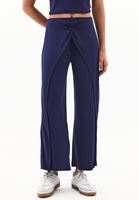 Women Navy Modal Mid Waist Culotte Trousers