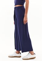 Women Navy Modal Mid Waist Culotte Trousers