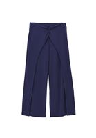 Women Navy Modal Mid Waist Culotte Trousers