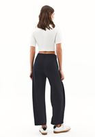 Women Black Modal Mid Waist Culotte Trousers