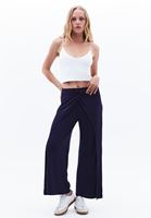Bayan Lacivert Modal Orta Bel Culotte Pantolon