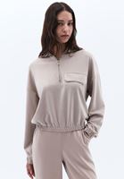 Bayan Bej Cep Detaylı Sweatshirt ( MODAL )