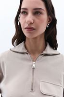 Bayan Bej Cep Detaylı Sweatshirt ( MODAL )