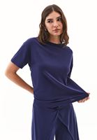Women Navy Modal Crew Neck T-Shirt