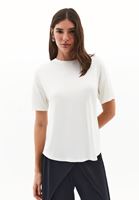 Women Cream Modal Crew Neck T-Shirt