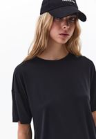 Women Black Modal Crew Neck T-Shirt