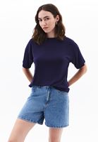 Women Navy Modal Crew Neck T-Shirt