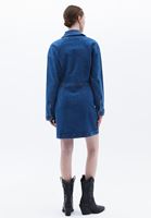 Women Blue Mini Denim Skirt with Buttons
