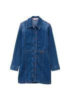 Women Blue Mini Denim Skirt with Buttons