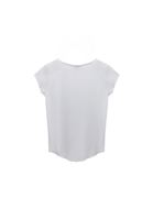 Women White V-Neck Loose Fit Tshirt