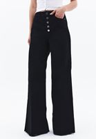 Bayan Siyah Yüksek Bel Wide-Leg Pantolon