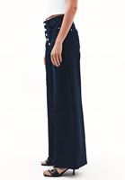 Bayan Lacivert Yüksek Bel Wide-Leg Pantolon